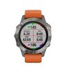 Часы Garmin Fenix 6 Sapphire титановый с оранжевым ремешком