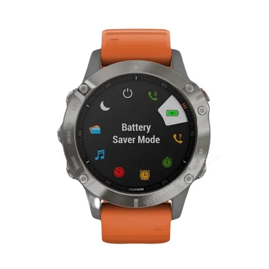 Часы Garmin Fenix 6 Sapphire титановый с оранжевым ремешком