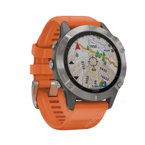 Часы Garmin Fenix 6 Sapphire титановый с оранжевым ремешком