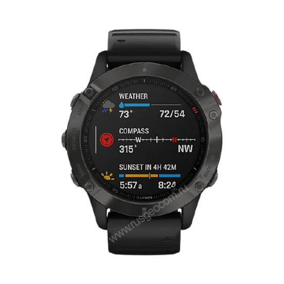 Часы Garmin Fenix 6 Sapphire серые с черным ремешком