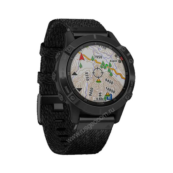 Часы Garmin Fenix 6 Sapphire черный DLC с плетеным черным нейлоновым ремешком