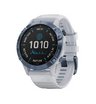 Часы Garmin Fenix 6 Pro Solar синий минерал с белым ремешком