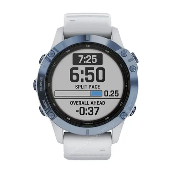 Часы Garmin Fenix 6 Pro Solar синий минерал с белым ремешком