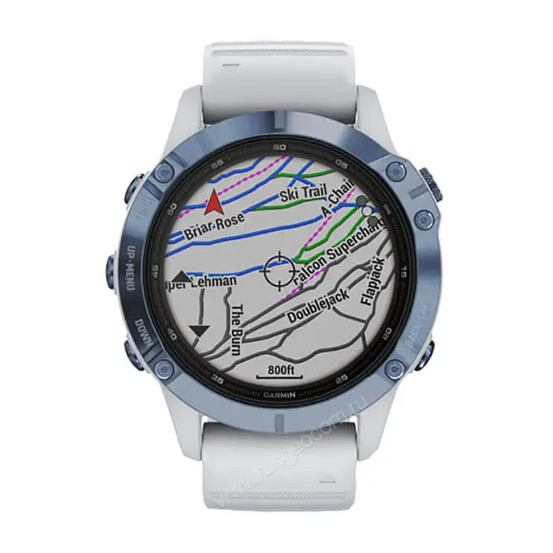 Часы Garmin Fenix 6 Pro Solar синий минерал с белым ремешком