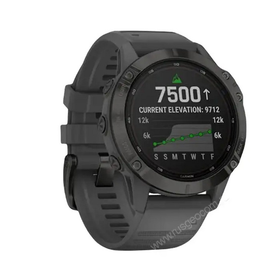 Часы Garmin Fenix 6 Pro Solar черные с серым ремешком