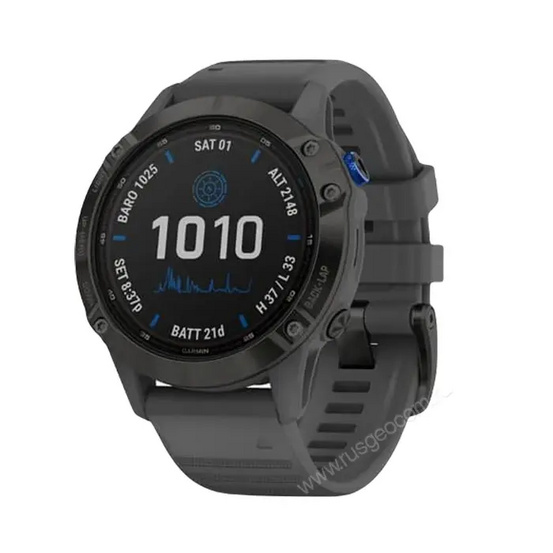 Часы Garmin Fenix 6 Pro Solar черные с серым ремешком