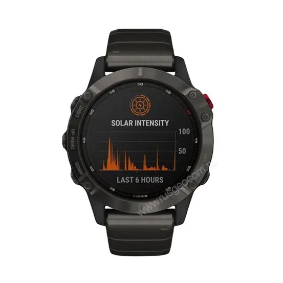 Часы Garmin Fenix 6 Pro Solar титановый DLC карбон с DLC титановым ремешком