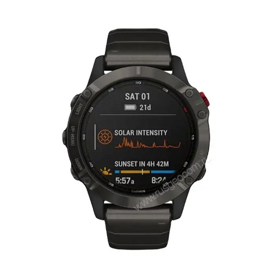Часы Garmin Fenix 6 Pro Solar титановый DLC карбон с DLC титановым ремешком