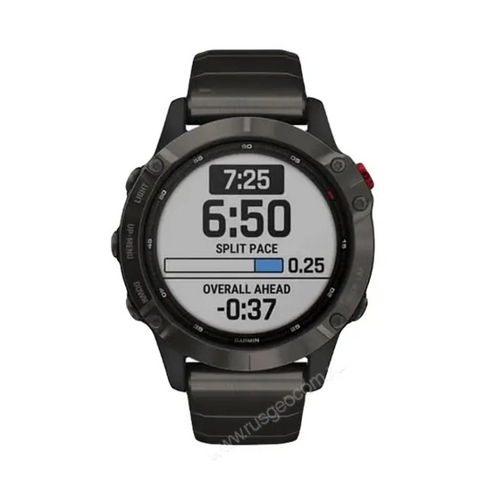 Часы Garmin Fenix 6 Pro Solar титановый DLC карбон с DLC титановым ремешком