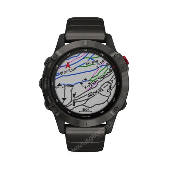 Часы Garmin Fenix 6 Pro Solar титановый DLC карбон с DLC титановым ремешком
