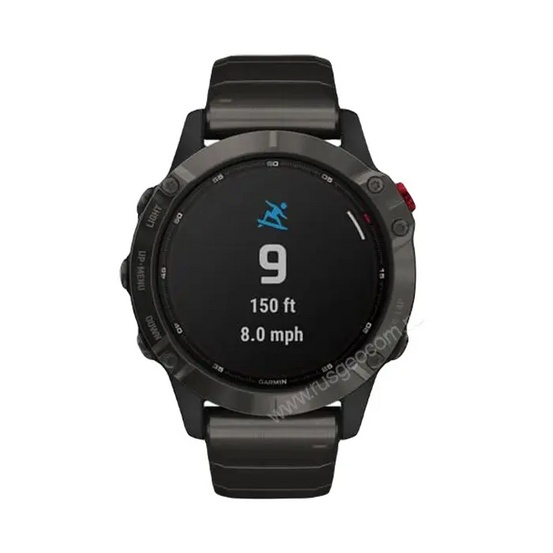 Часы Garmin Fenix 6 Pro Solar титановый DLC карбон с DLC титановым ремешком