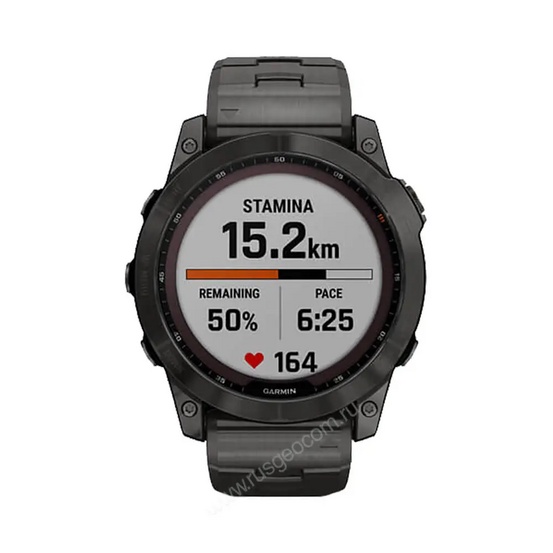 Часы Garmin Fenix 7X Sapphire Solar титановый угольно-серый DLC с угольно-серым титановым DLC браслетом