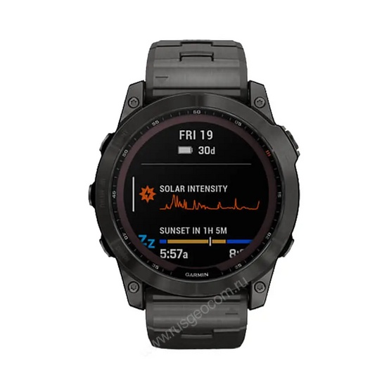 Часы Garmin Fenix 7X Sapphire Solar титановый угольно-серый DLC с угольно-серым титановым DLC браслетом