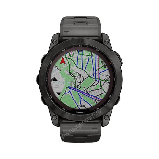 Часы Garmin Fenix 7X Sapphire Solar титановый угольно-серый DLC с угольно-серым титановым DLC браслетом