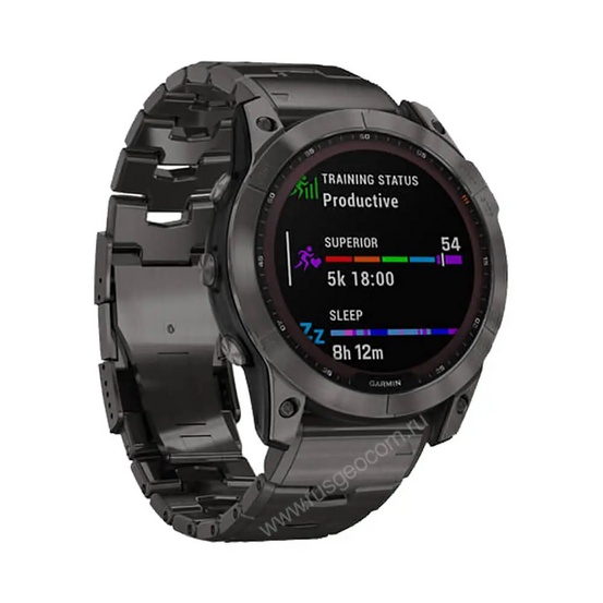 Часы Garmin Fenix 7X Sapphire Solar титановый угольно-серый DLC с угольно-серым титановым DLC браслетом