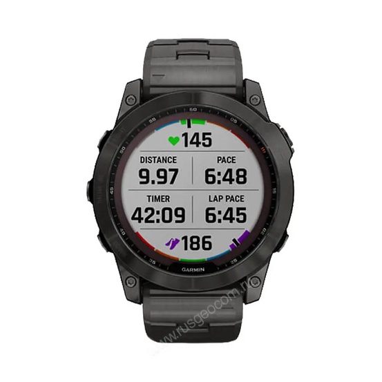 Часы Garmin Fenix 7X Sapphire Solar титановый угольно-серый DLC с угольно-серым титановым DLC браслетом