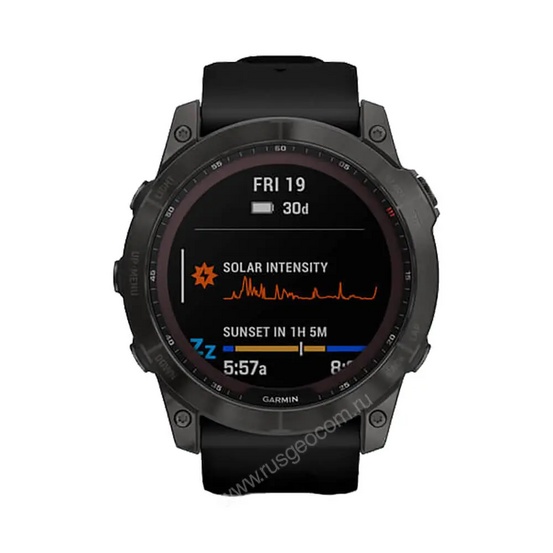 Часы Garmin Fenix 7X Sapphire Solar титановый угольно-серый DLC с силиконовым ремешком