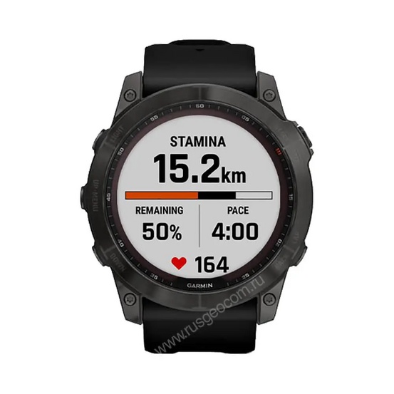 Часы Garmin Fenix 7X Sapphire Solar титановый угольно-серый DLC с силиконовым ремешком