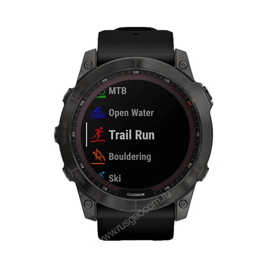 Часы Garmin Fenix 7X Sapphire Solar титановый угольно-серый DLC с силиконовым ремешком