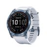 Часы Garmin Fenix 7X Sapphire Solar титановый синий минерал DLC с белым ремешком
