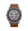 Часы Garmin Fenix 7X Sapphire Solar титановый черный с коричневым кожаным ремешком