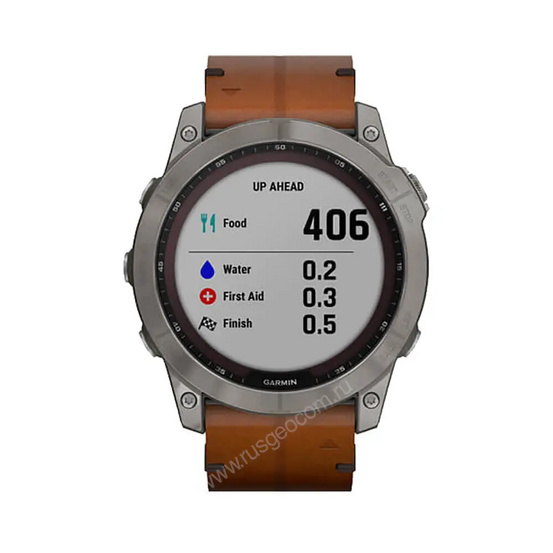 Часы Garmin Fenix 7X Sapphire Solar титановый черный с коричневым кожаным ремешком