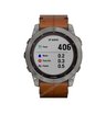 Часы Garmin Fenix 7X Sapphire Solar титановый черный с коричневым кожаным ремешком