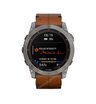 Часы Garmin Fenix 7X Sapphire Solar титановый черный с коричневым кожаным ремешком