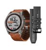 Часы Garmin Fenix 7X Sapphire Solar титановый черный с коричневым кожаным ремешком