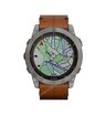 Часы Garmin Fenix 7X Sapphire Solar титановый черный с коричневым кожаным ремешком