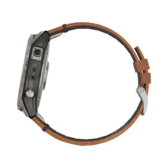 Часы Garmin Fenix 7X Sapphire Solar титановый черный с коричневым кожаным ремешком