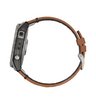Часы Garmin Fenix 7X Sapphire Solar титановый черный с коричневым кожаным ремешком
