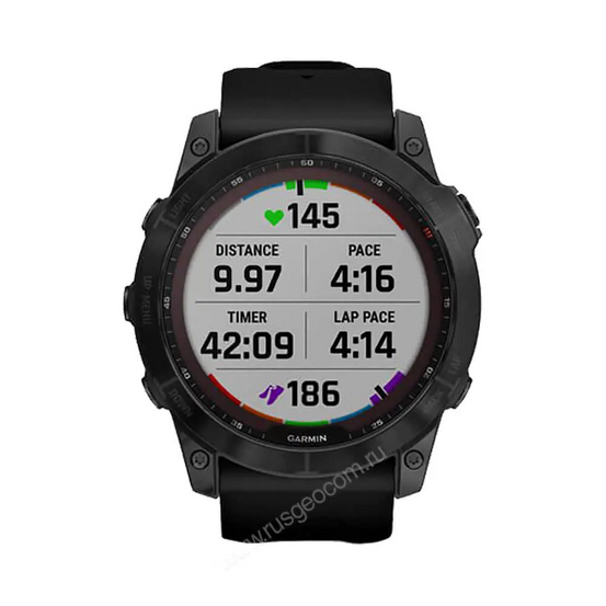 Часы Garmin Fenix 7X Sapphire Solar титановый черный DLC с силиконовым ремешком