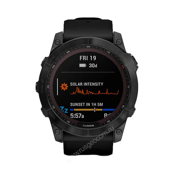 Часы Garmin Fenix 7X Sapphire Solar титановый черный DLC с силиконовым ремешком