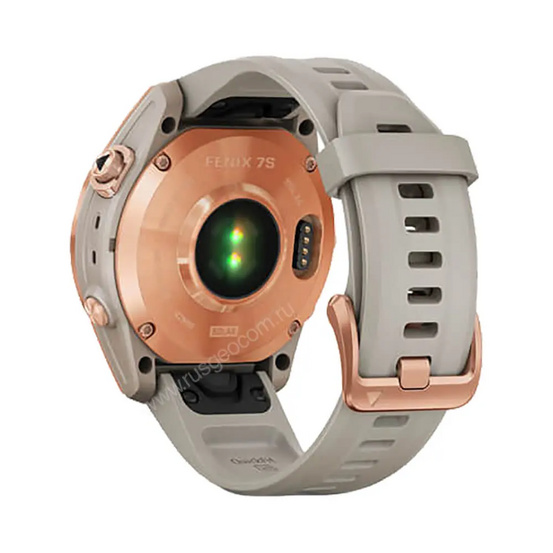 Часы Garmin Fenix 7S Solar цвета розовое золото с песочным силиконовым ремешком