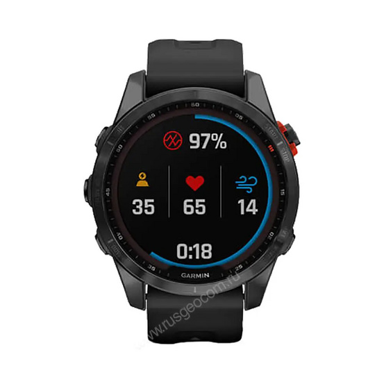 Часы Garmin Fenix 7S Solar серый с черным силиконовым ремешком