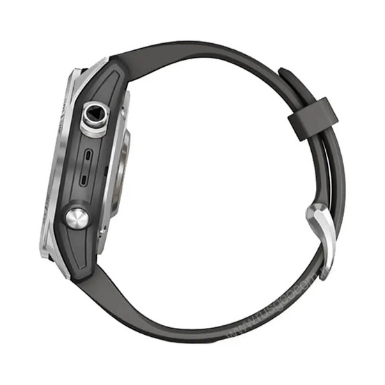 Часы Garmin Fenix 7S серебристый с графитовым силиконовым ремешком