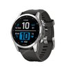 Часы Garmin Fenix 7S серебристый с графитовым силиконовым ремешком