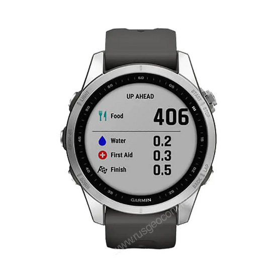 Часы Garmin Fenix 7S серебристый с графитовым силиконовым ремешком