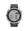 Часы Garmin Fenix 7S серебристый с графитовым силиконовым ремешком