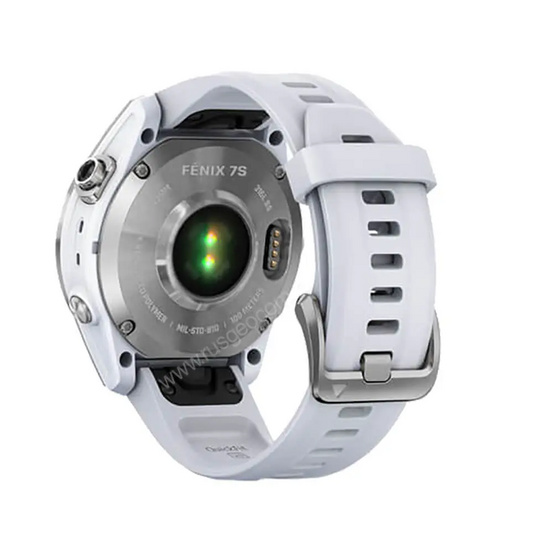 Часы Garmin Fenix 7S серебристый с белым силиконовым ремешком