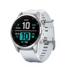 Часы Garmin Fenix 7S серебристый с белым силиконовым ремешком