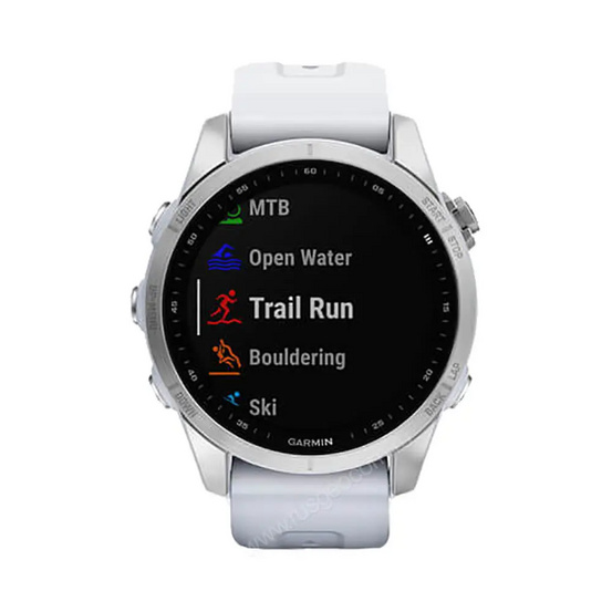 Часы Garmin Fenix 7S серебристый с белым силиконовым ремешком