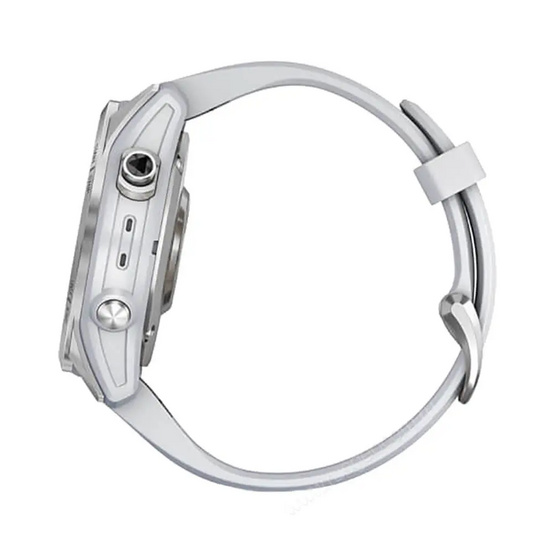 Часы Garmin Fenix 7S серебристый с белым силиконовым ремешком