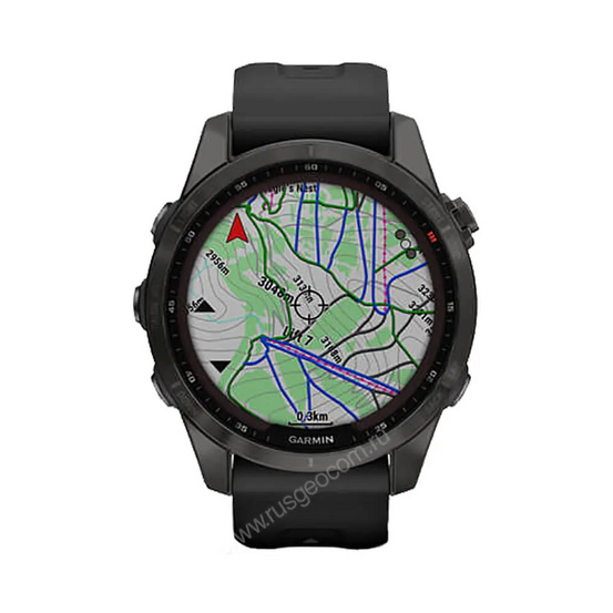 Часы Garmin Fenix 7S Sapphire Solar титановый угольно-серый DLC с силиконовым ремешком