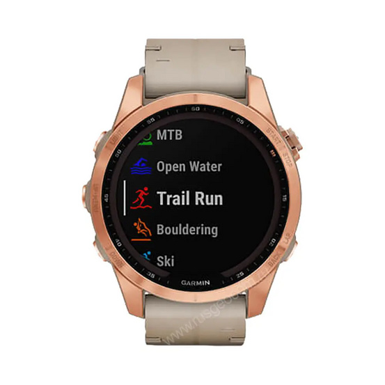 Часы Garmin Fenix 7S Sapphire Solar титановый цвета розовое золото с песчаным кожаным ремешком