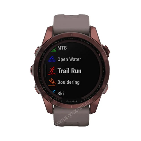 Часы Garmin Fenix 7S Sapphire Solar титановый темно-бронзовый с сланцево-серым силиконовым ремешком