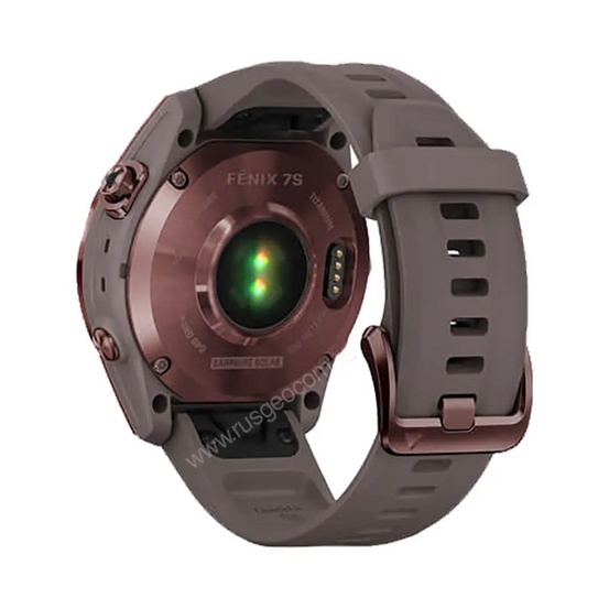 Часы Garmin Fenix 7S Sapphire Solar титановый темно-бронзовый с сланцево-серым силиконовым ремешком