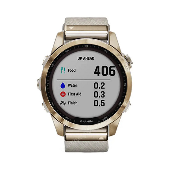 Часы Garmin Fenix 7S Sapphire Solar титановый кремовый с нейлоновым ремешком
