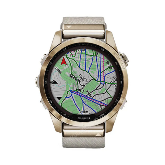 Часы Garmin Fenix 7S Sapphire Solar титановый кремовый с нейлоновым ремешком